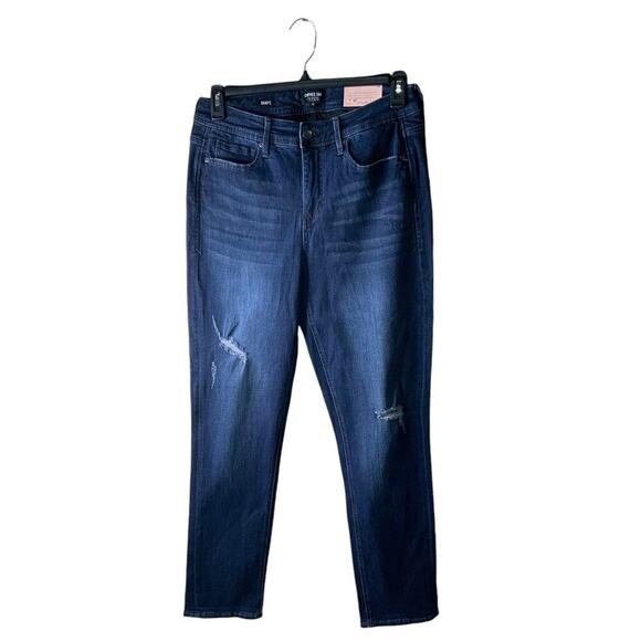 NYDJ Curves 360 Jeans Women's Size 12 Skinny Leg Whiskers Distressed Denim NWT - Picture 1 of 12
